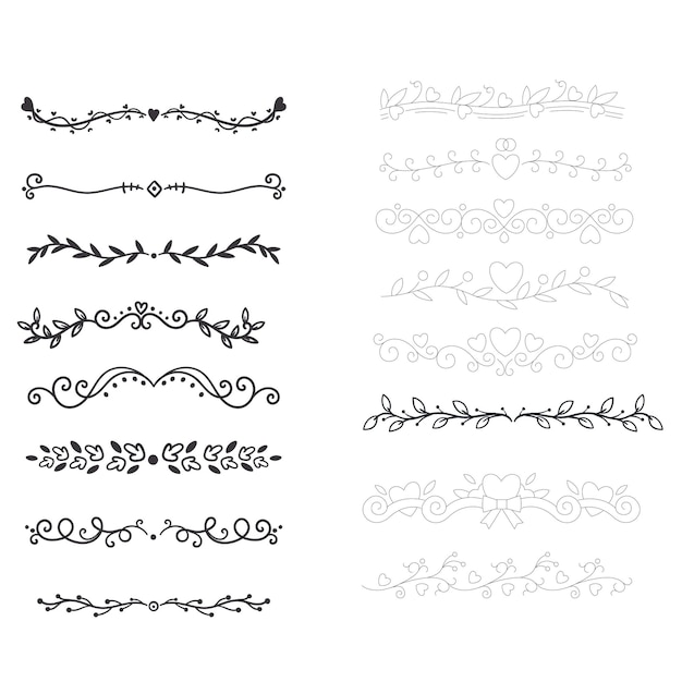 Diviseurs décoratifs Éléments de flèche tourbillonnante de ligne de cœur pour la décoration Éléments calligraphiques