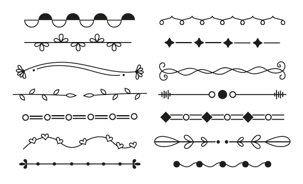 Diviseurs De Texte Dessinés à La Main Et éléments Graphiques