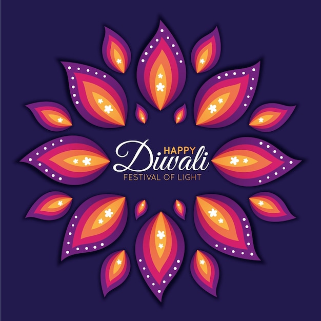 Vecteur diwali en style papier