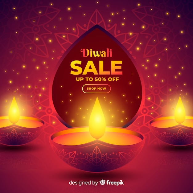 Diwali Vente Bannière Design Plat