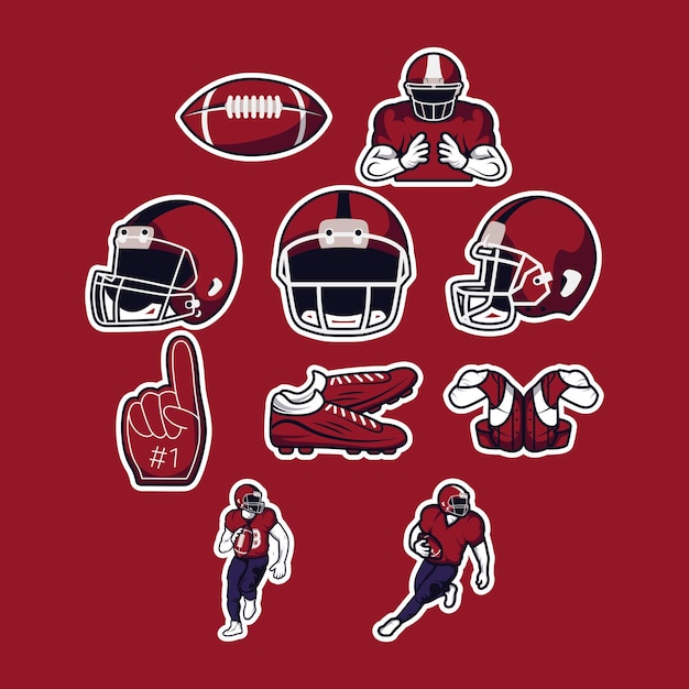 Vecteur dix icônes de football américain