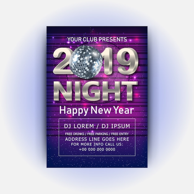 Vecteur dj club affiche de bonne année 2019