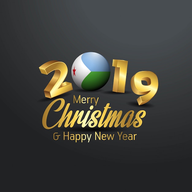 Djibouti Drapeau 2019 Typographie Joyeux Noël