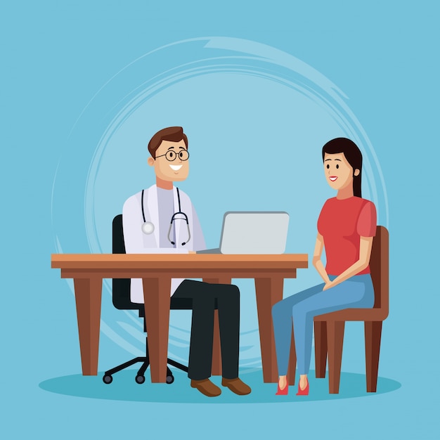Docteur avec bande dessinée du patient