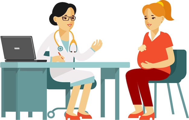 Docteur Consultation médicale pour femme enceinte Style plat