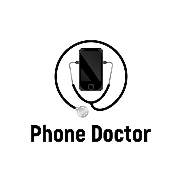 Docteur De Téléphone Avec Le Smartphone De Service D'inspiration De Logo De Stéthoscope