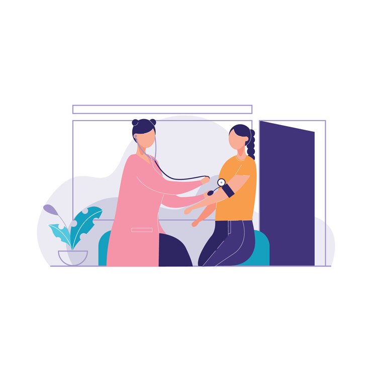 Doctor Medical Coat teste l'illustration vectorielle Patient Blood Preasure