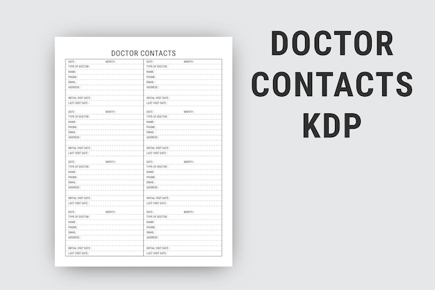 Doctor's Tracker Et Contact Journal Designs D'intérieur Kdp