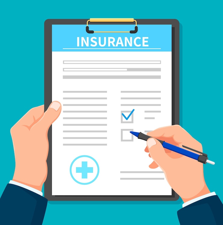 Vecteur document d'assurance ou contrat de police médicale