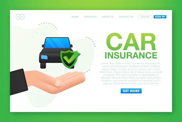 Document de contrat d'assurance automobile sur les mains Bouclier icône Protection Vector stock illustration