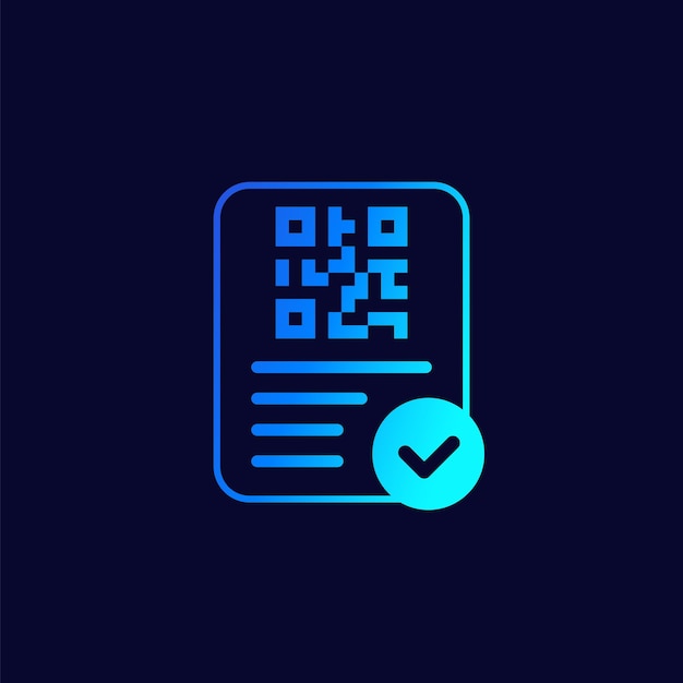 Vecteur document avec icône de code qr sur dark