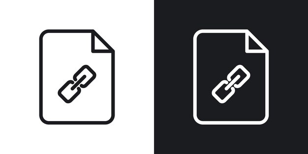 Document Link Icon Set Web File et Copier le symbole vectoriel dans un noir rempli et décrit style Seamless Connection Sign