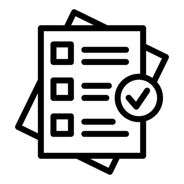 Document vérification icône contour vecteur formulaire papier rapport de travail