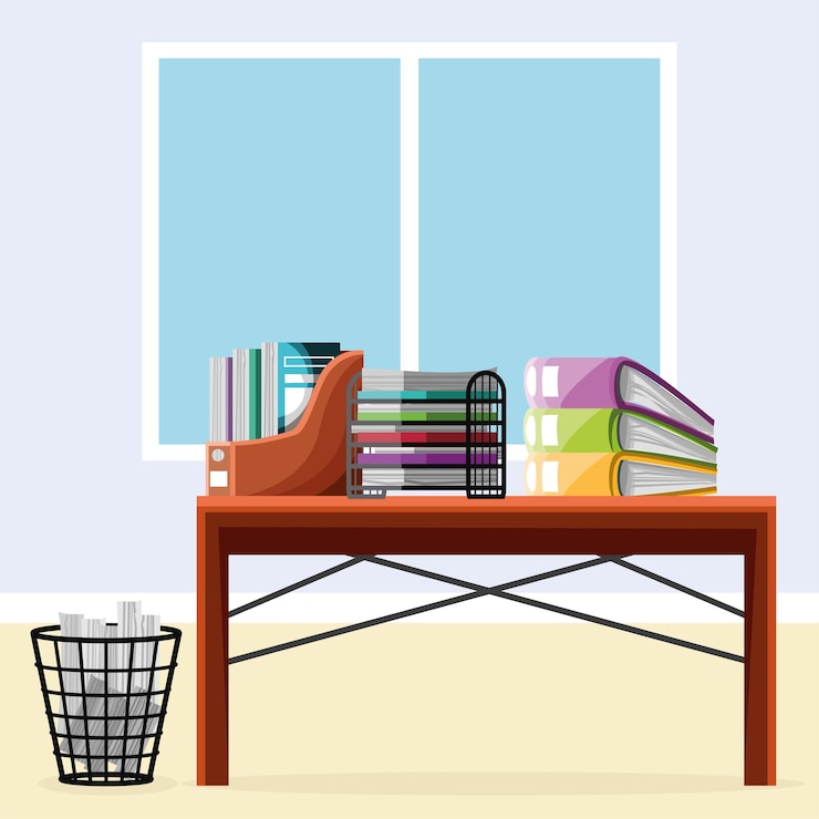 Vecteur documents et dossiers de bureau
