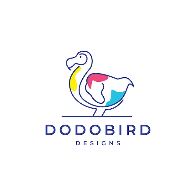 Dodo Oiseau Lignes Art Abstrait Création De Logo