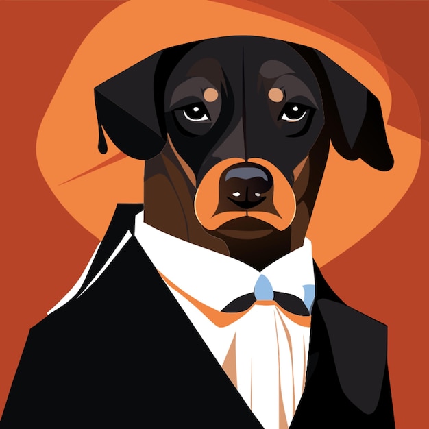 Vecteur dog posing the godfather vector illustration