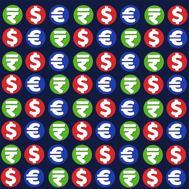 Vecteur dollar de roupies et signe de l'euro