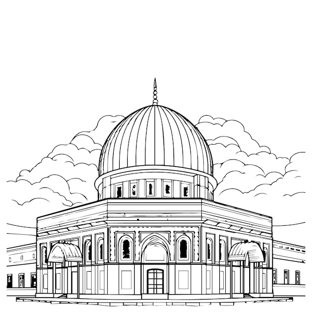 Vecteur le dôme de la mosquée de la mosquée musulmane al aqsa page de coloriage