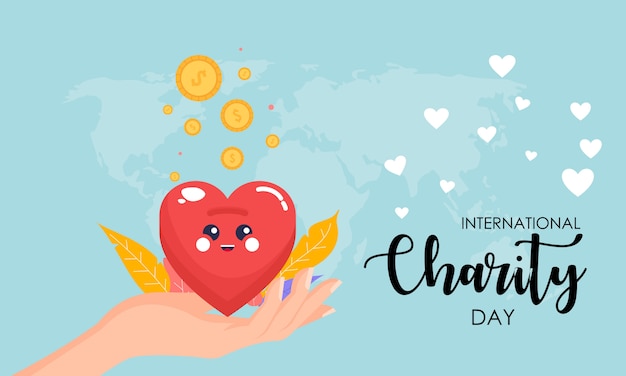 Vecteur don à la journée internationale de l'illustration de la charité