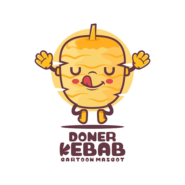 Doner Kebab Dessin Animé Mascotte Alimentaire Illustration Vectorielle