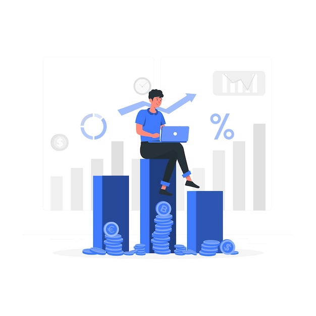 Données sur les investissements Vecteur d'illustrations disproportionnées