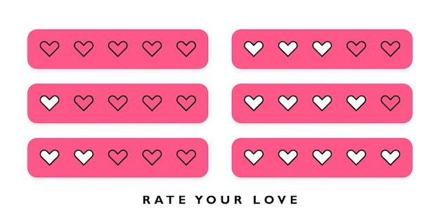 Donner Cinq Concepts De Notation Cardiaque évaluez Vos Badges D'amour Avec Des Coeurs Isolés Sur Fond Blanc Examinez Les Commentaires Ou Le Concept De Satisfaction Illustration Vectorielle