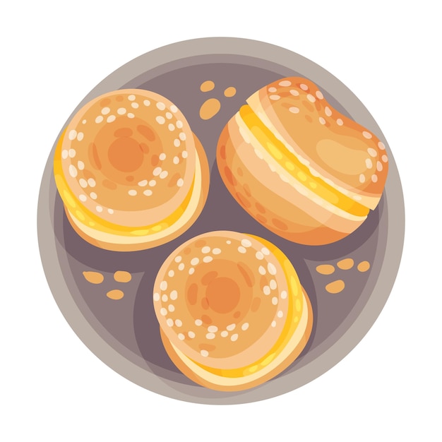 Vecteur donut avec crème de pâtisserie comme dessert portugais vue d'en haut illustration vectorielle