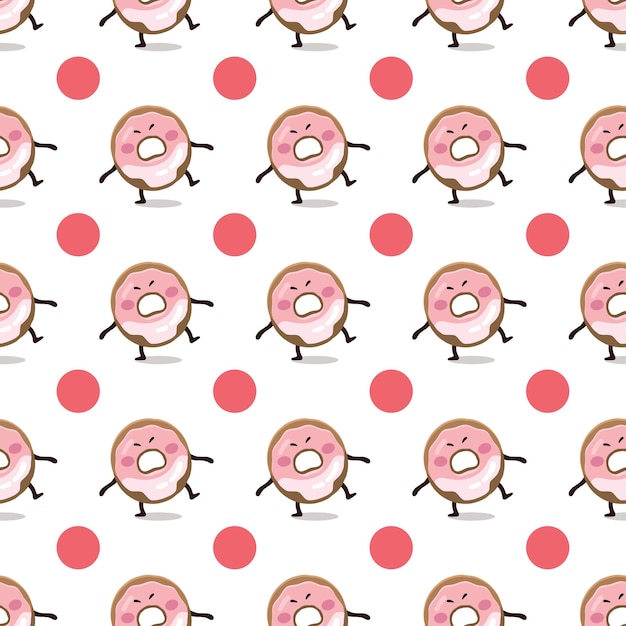 Donut Lutteur De Sumo Modèle Sans Couture Japonais Illustration De Texture Donut Rose Illustration De Restauration Rapide Dans Un Style Plat Modèle Textile Numérique Plat Pour Enfants Amusants De Beignet Heureux Glacé Rose