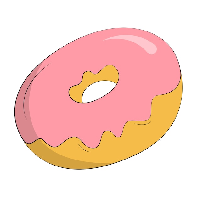 Donut rond réaliste sur fond blanc - Vector illustration