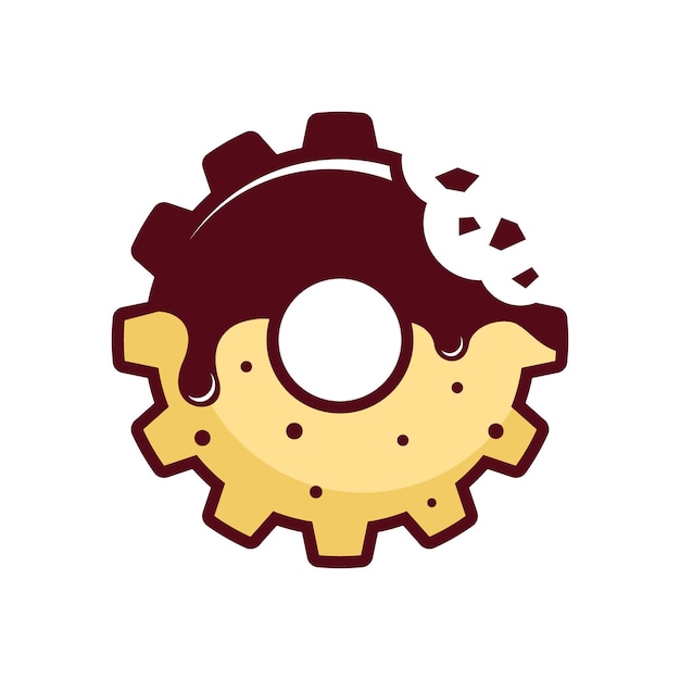 Donuts Et Combinaison De Logo D'engrenage Illustration Vectorielle