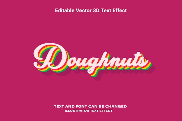 Vecteur donuts effet de texte vectoriel modifiable