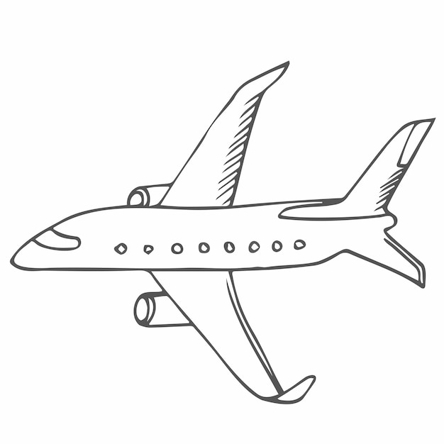 doodle air planeillustration. vecteur ligne plaine isolé sur blanc