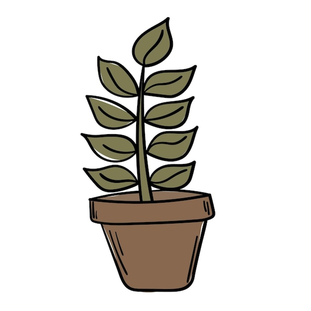 Doodle autocollant mignon plante d'intérieur dans un pot