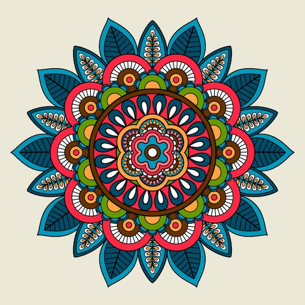 Doodle Boho Mandala Floral De Couleur