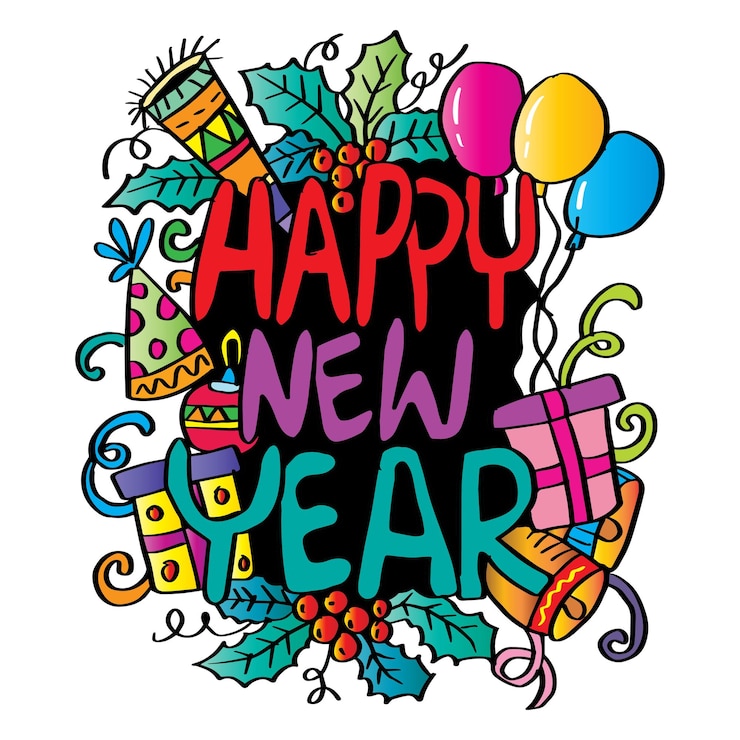 Vecteur doodle bonne année 2023