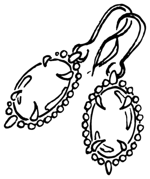 Doodle Boucles D'oreilles Bijoux Vintage Esquissé Vecteur D'art