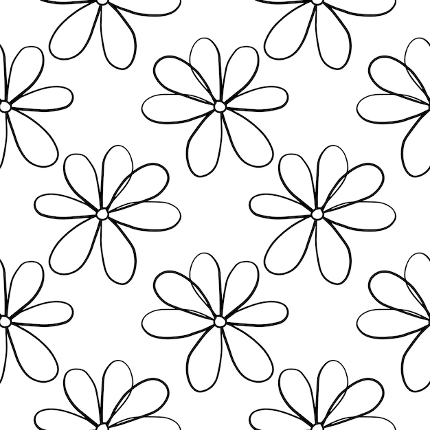 Doodle coloré abstrait Daisy fleur motif sans couture. Fond floral mignon de ligne mince.