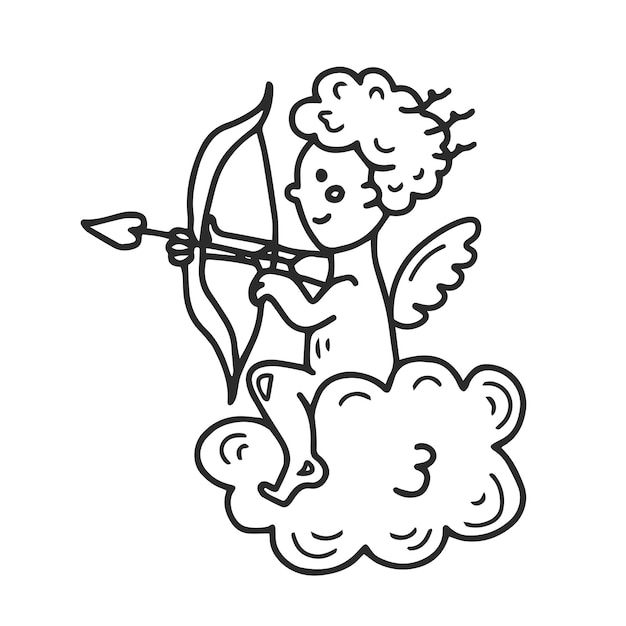 Doodle Cupidon avec arc et flèche