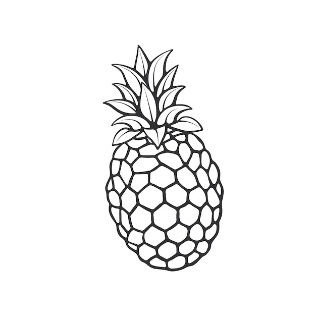 Doodle Dessiné Main D'ananas Nourriture Végétarienne Saine Croquis De Dessin Animé Illustration Vectorielle