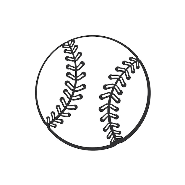 Doodle Dessiné Main De Balle De Baseball équipement De Sport Croquis De Dessin Animé Illustration Vectorielle