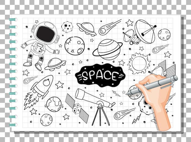 Doodle Dessiné Main De L'icône De L'espace