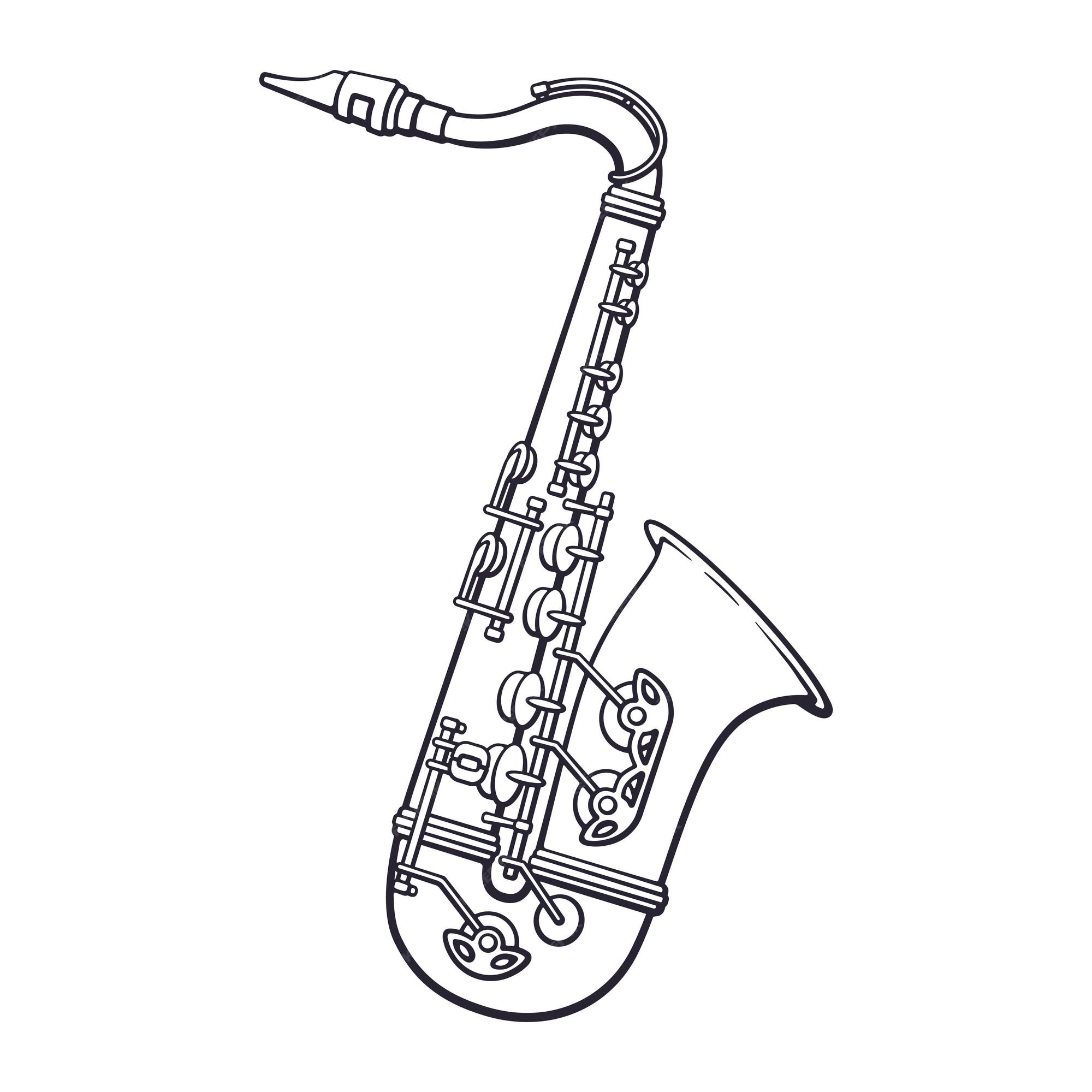 Doodle Dessiné Main De Musique Classique Saxophone Instrument