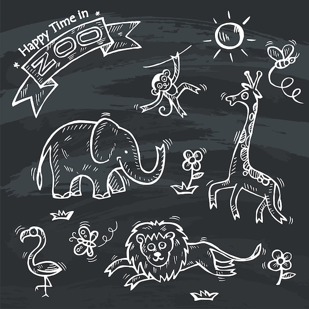 Vecteur doodle du zoo