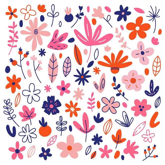 Doodle ensemble de fleurs coolored