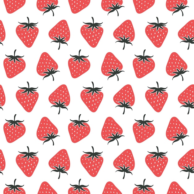 Doodle d'été, fraises dessinées à la main, motif sans couture, texture de fraise décorative, conception textile