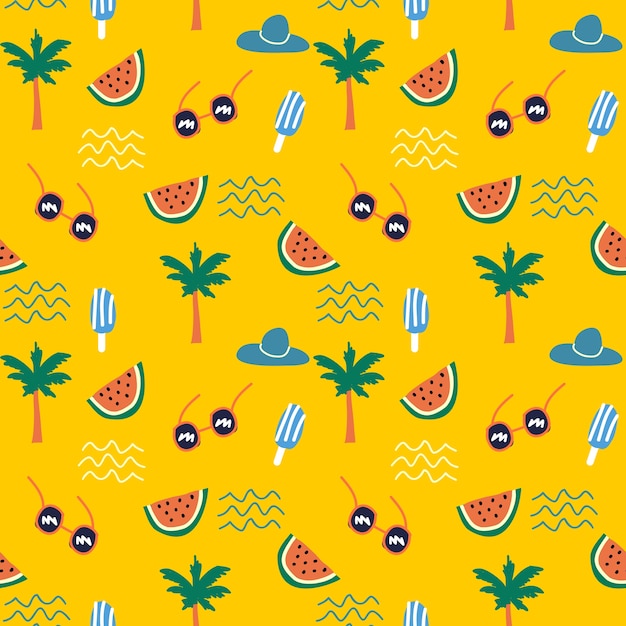 Doodle été Tropical Dessin Motif Coloré.