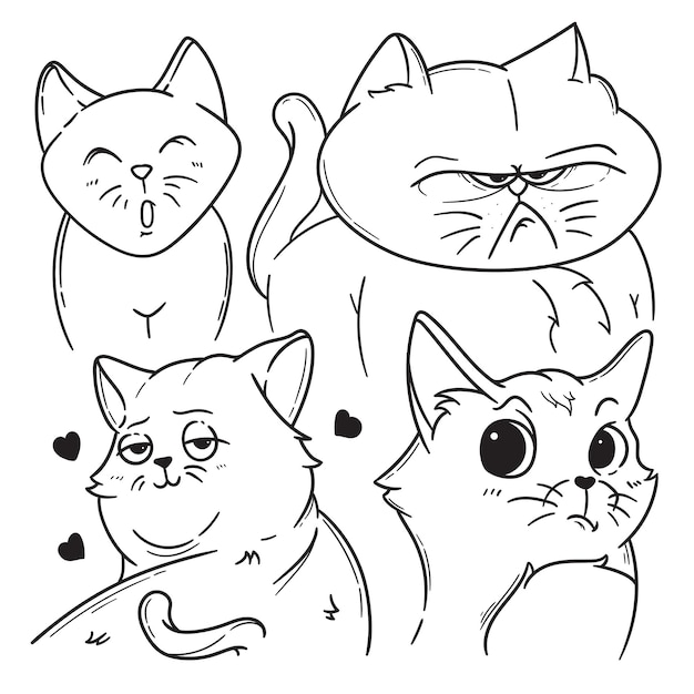 Doodle D'expression Faciale De Chat