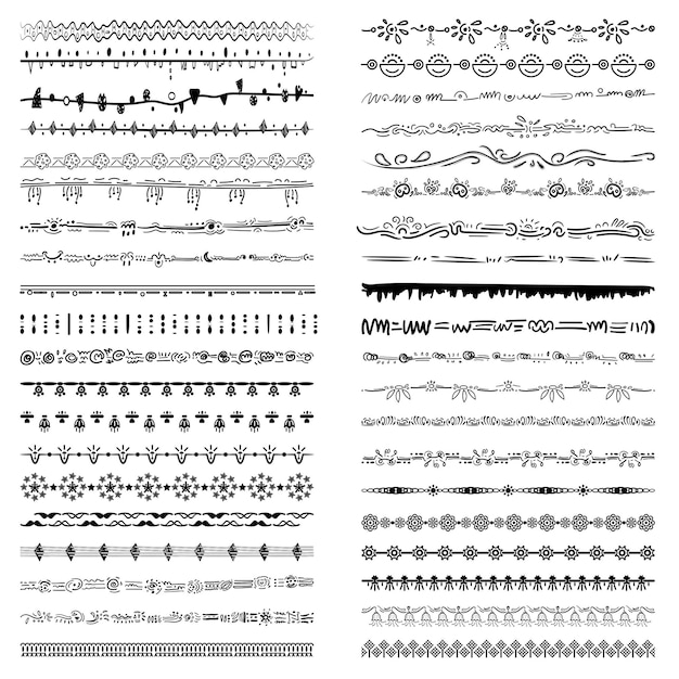 Doodle Frontières Clipart Lignes à Main Levée