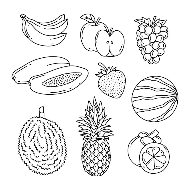 doodle fruits illustration dessinée à la main