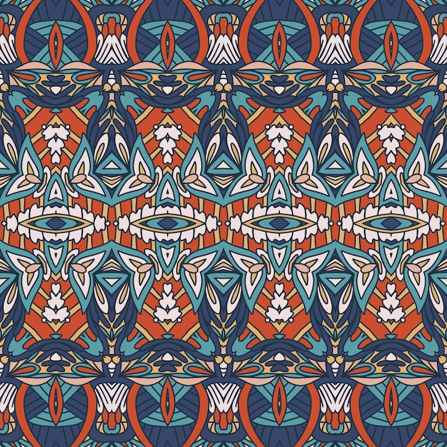 Doodle géométrique vecteur décoratif abstrait coloré motif ornemental sans couture mandala étoiles losange
